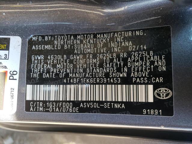 Photo 10 from auction – 2014 TOYOTA CAMRY L with VIN 4T4BF1FK6ER391453
