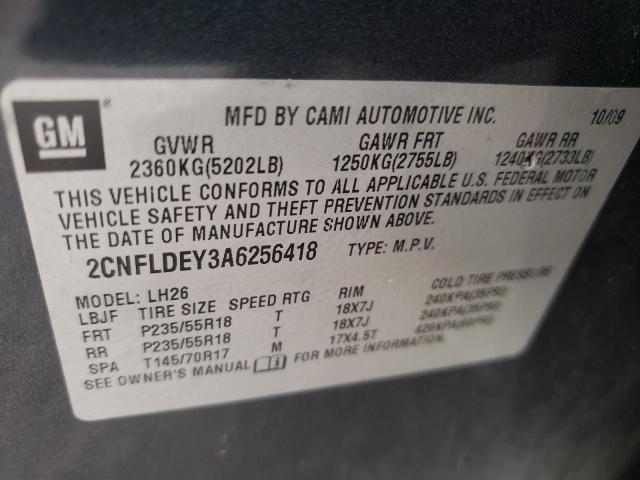Photo 10 from auction – 2010 CHEVROLET EQUINOX LT with VIN 2CNFLDEY3A6256418