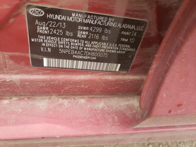 Photo 10 from auction – 2013 HYUNDAI SONATA GLS with VIN 5NPEB4AC7DH800075