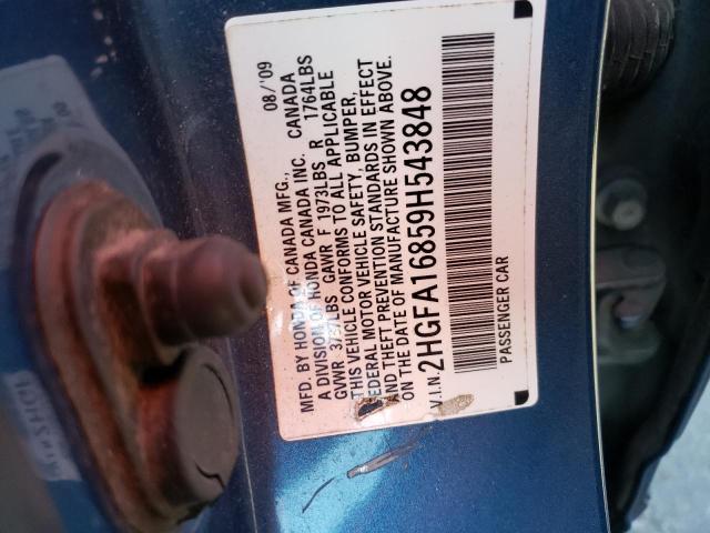 Photo 10 from auction – 2009 HONDA CIVIC EX with VIN 2HGFA16859H543848