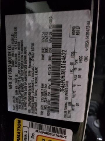 Photo 10 from auction – 2020 FORD FUSION SE with VIN 3FA6P0HD8LR164622