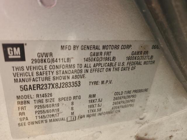 Photo 10 from auction – 2008 BUICK ENCLAVE CX with VIN 5GAER237X8J283353