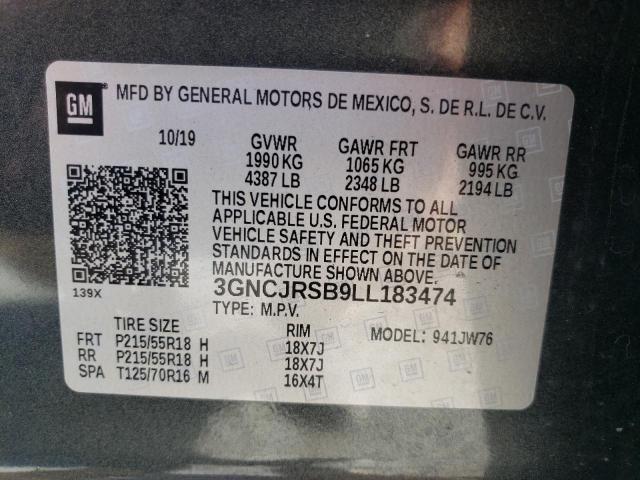 Photo 10 from auction – 2020 CHEVROLET TRAX PREMI with VIN 3GNCJRSB9LL183474