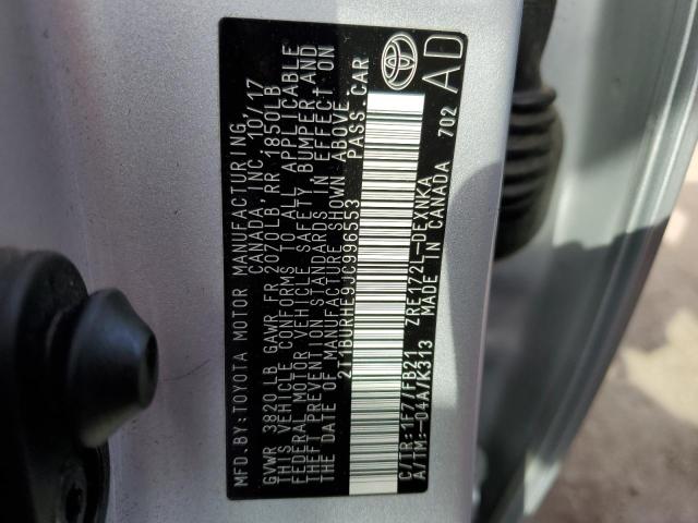 Photo 10 from auction – 2018 TOYOTA COROLLA L with VIN 2T1BURHE9JC996553