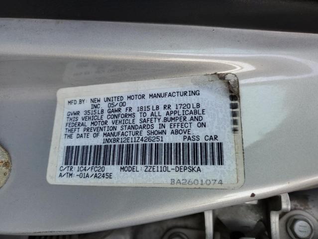 Photo 10 from auction – 2001 TOYOTA COROLLA CE with VIN 1NXBR12E11Z426251