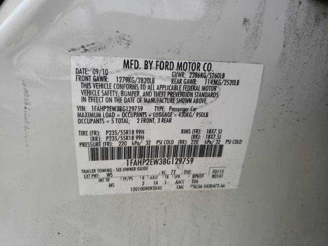 Photo 10 from auction – 2011 FORD TAURUS SEL with VIN 1FAHP2EW3BG129759