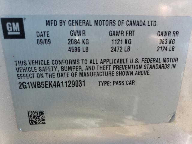 Photo 10 from auction – 2010 CHEVROLET IMPALA LT with VIN 2G1WB5EK4A1129031