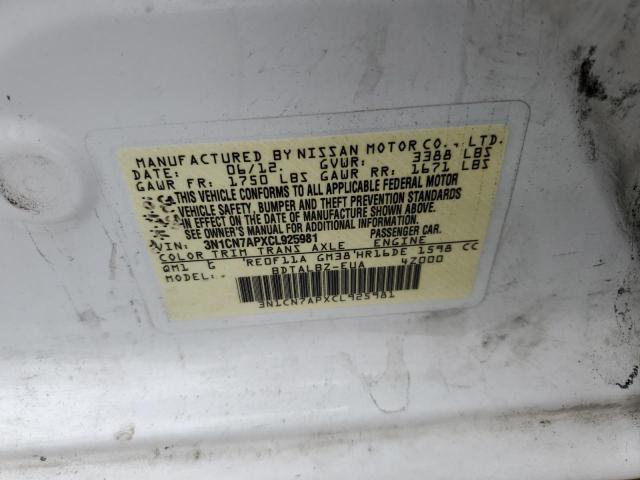 Photo 10 from auction – 2012 NISSAN VERSA S with VIN 3N1CN7APXCL925981