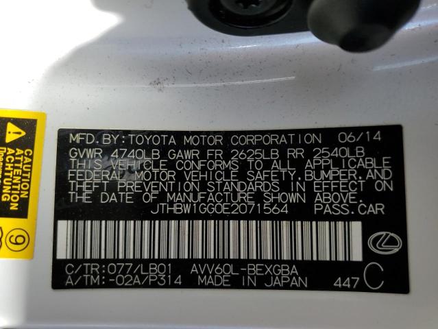 Photo 10 from auction – 2014 LEXUS ES 300H with VIN JTHBW1GG0E2071564