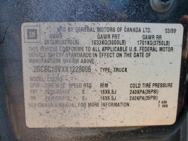 Photo 10 from auction – 1999 CHEVROLET SILVERADO with VIN 2GCEC19VXX1228006