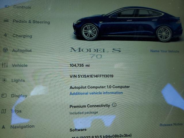 Photo 8 from auction – 2015 TESLA MODEL S with VIN 5YJSA1E14FF113019