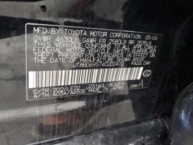 Photo 10 from auction – 2004 LEXUS GS 300 with VIN JT8BD69S740202472