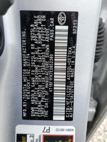 Photo 10 from auction – 2014 TOYOTA CAMRY L with VIN 4T1BF1FK7EU852380