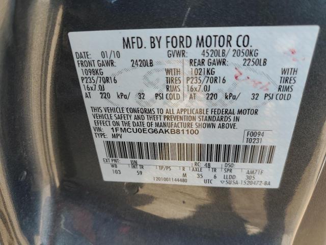 Photo 10 from auction – 2010 FORD ESCAPE LIM with VIN 1FMCU0EG6AKB81100