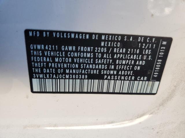 Photo 10 from auction – 2012 VOLKSWAGEN JETTA SEL with VIN 3VWLX7AJ0CM360389