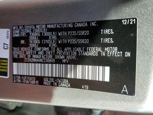 Photo 10 from auction – 2022 LEXUS RX 350 with VIN 2T2HZMAA4NC230849