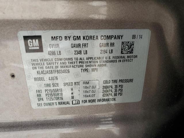 Photo 10 from auction – 2015 BUICK ENCORE with VIN KL4CJASB1FB034826