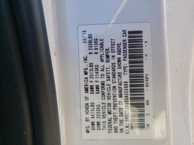 Photo 10 from auction – 2016 HONDA ACCORD EXL with VIN 1HGCT2B89GA005898