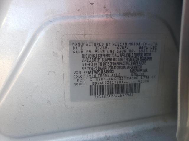 Photo 10 from auction – 2018 NISSAN SENTRA S with VIN 3N1AB7AP7JL649983
