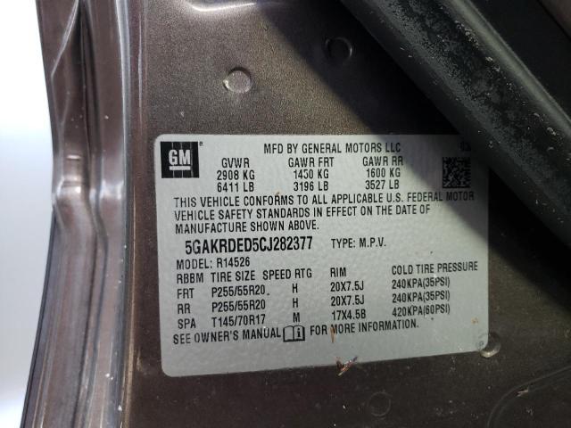 Photo 10 from auction – 2012 BUICK ENCLAVE with VIN 5GAKRDED5CJ282377