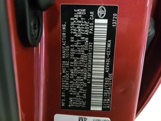 Photo 10 from auction – 2010 TOYOTA CAMRY BASE with VIN 4T1BF3EK0AU061292