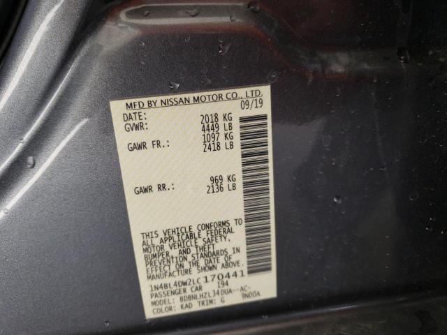 Photo 10 from auction – 2020 NISSAN ALTIMA SV with VIN 1N4BL4DW2LC170441