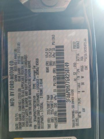 Photo 10 from auction – 2016 FORD FUSION SE with VIN 3FA6P0H77GR258149