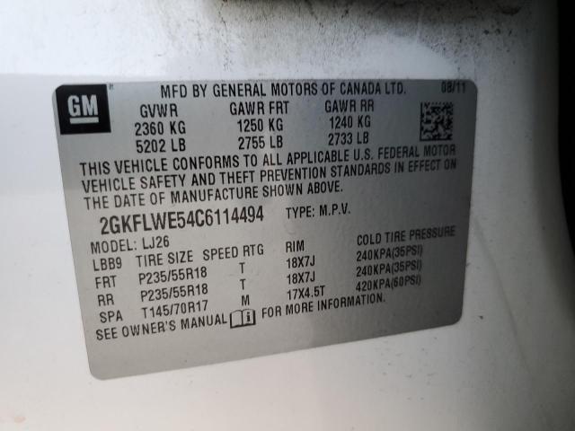 Photo 10 from auction – 2012 GMC TERRAIN SL with VIN 2GKFLWE54C6114494