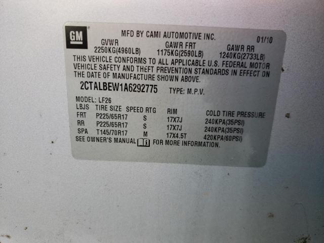 Photo 10 from auction – 2010 GMC TERRAIN SL with VIN 2CTALBEW1A6292775