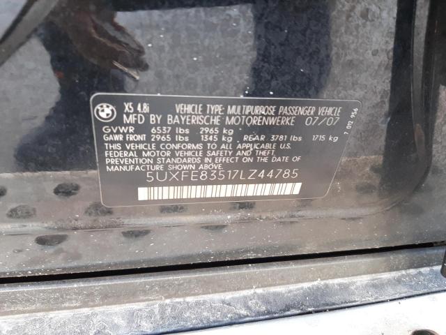 Photo 10 from auction – 2007 BMW X5 4.8I with VIN 5UXFE83517LZ44785