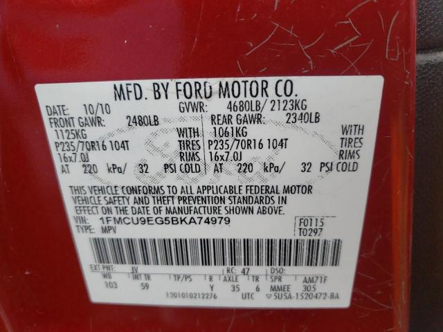 Photo 10 from auction – 2011 FORD ESCAPE LIM with VIN 1FMCU9EG5BKA74979