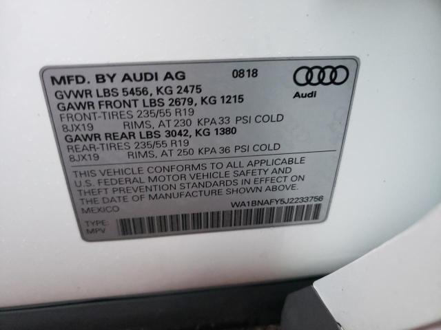 Photo 10 from auction – 2018 AUDI Q5 PREMIUM with VIN WA1BNAFY5J2233756