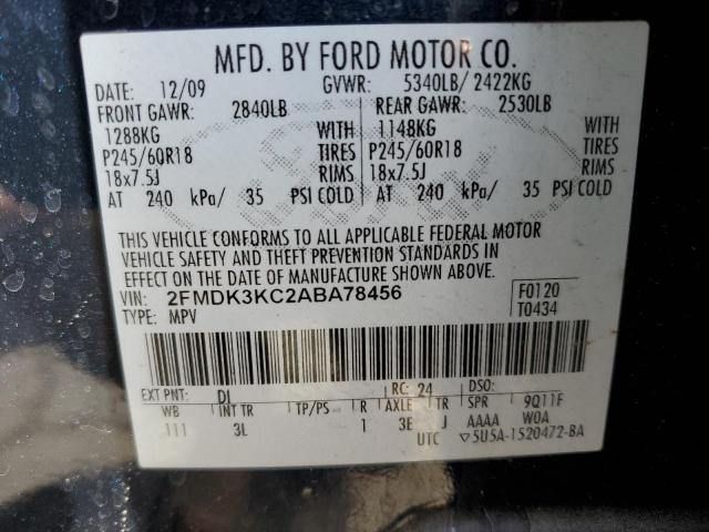 Photo 10 from auction – 2010 FORD EDGE LIMIT with VIN 2FMDK3KC2ABA78456