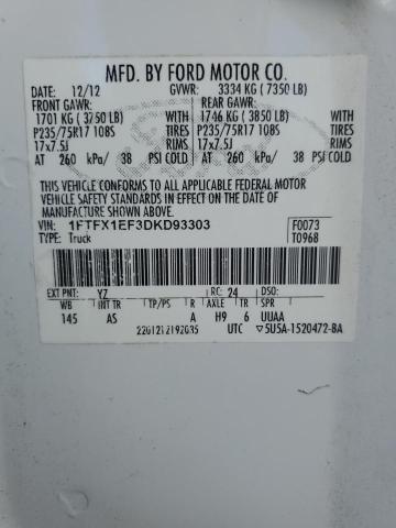 Photo 10 from auction – 2013 FORD F150 SUPER with VIN 1FTFX1EF3DKD93303