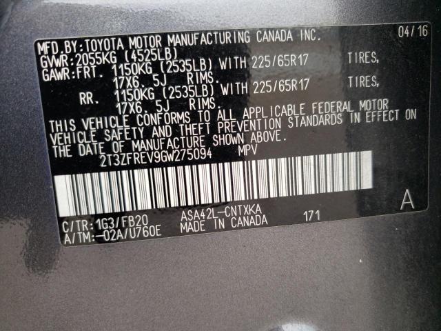 Photo 10 from auction – 2016 TOYOTA RAV4 LE with VIN 2T3ZFREV9GW275094