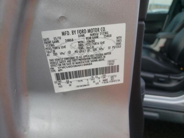Photo 10 from auction – 2010 FORD ESCAPE XLT with VIN 1FMCU9DG6AKC99685
