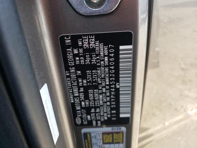 Photo 10 from auction – 2018 KIA SORENTO EX with VIN 5XYPH4A53JG406407