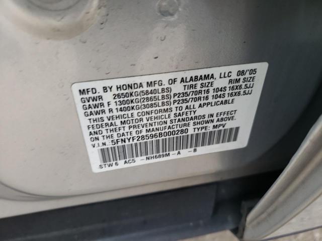 Photo 10 from auction – 2006 HONDA PILOT EX with VIN 5FNYF28596B000280