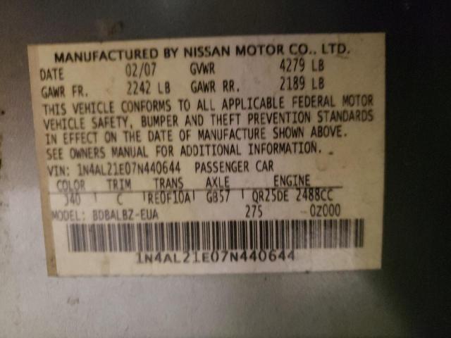 Photo 10 from auction – 2007 NISSAN ALTIMA 2.5 with VIN 1N4AL21E07N440644