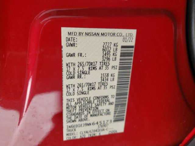 Photo 10 from auction – 2022 NISSAN FRONTIER S with VIN 1N6ED1EJ9NN645173