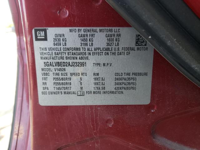 Photo 10 from auction – 2010 BUICK ENCLAVE CX with VIN 5GALVBED2AJ232991