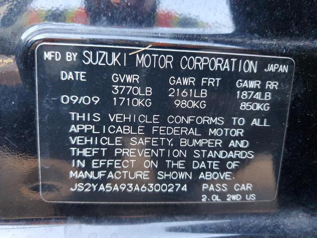 Photo 10 from auction – 2010 SUZUKI SX4 SPORT with VIN JS2YA5A93A6300274