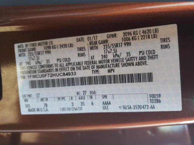 Photo 10 from auction – 2017 FORD ESCAPE S with VIN 1FMCU0F72HUC84933