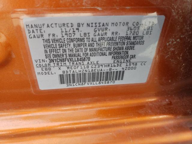 Photo 10 from auction – 2020 NISSAN VERSA SR with VIN 3N1CN8FVXLL845870