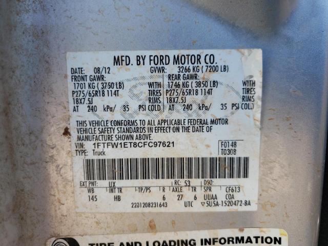 Photo 10 from auction – 2012 FORD F150 SUPER with VIN 1FTFW1ET8CFC97621