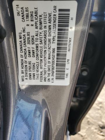 Photo 10 from auction – 2014 HONDA CIVIC EXL with VIN 2HGFB2F93EH521966