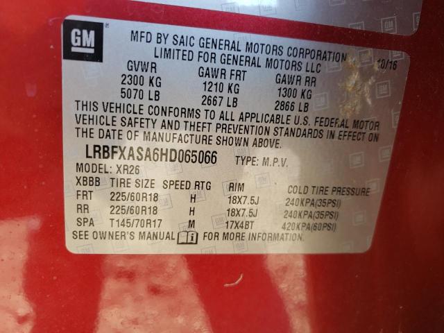 Photo 10 from auction – 2017 BUICK ENVISION P with VIN LRBFXASA6HD065066