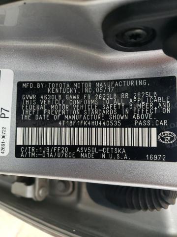 Photo 10 from auction – 2017 TOYOTA CAMRY LE with VIN 4T1BF1FK4HU440535