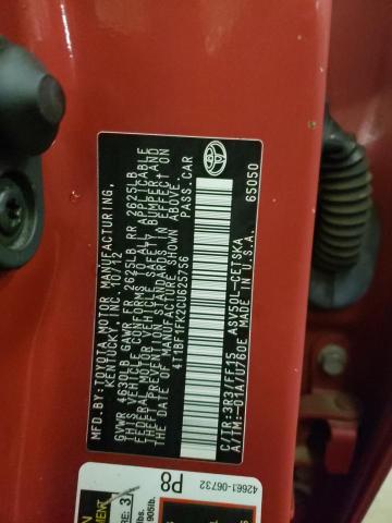 Photo 10 from auction – 2012 TOYOTA CAMRY BASE with VIN 4T1BF1FK2CU625756