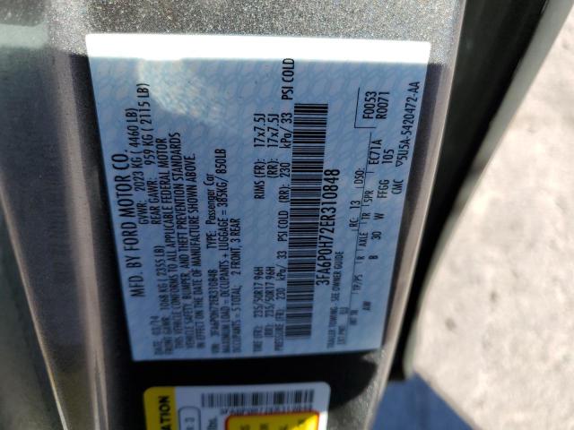 Photo 10 from auction – 2014 FORD FUSION SE with VIN 3FA6P0H72ER310848